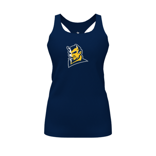 [FT0TRBNV-FYS-LOGO1] Decker Racerback Tank Top (Female Youth S, Navy, Logo 1)