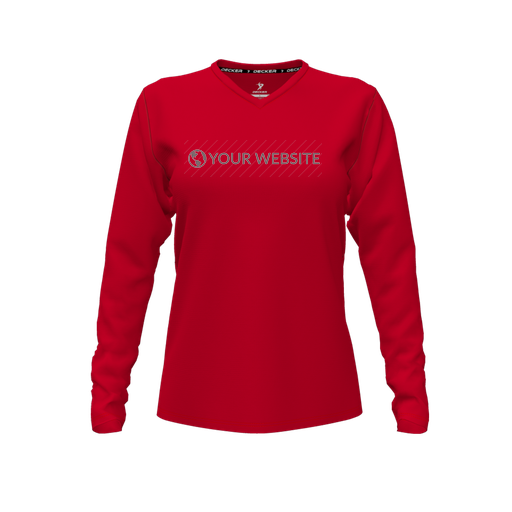 [FTLVCFRD-FYXS-LOGO2] Comfort T-Shirt (Female Youth XS, Red, V Neck, Logo 2, Long Sleeve)