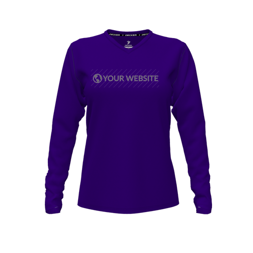 [FTLVCFPP-FYXS-LOGO2] Comfort T-Shirt (Female Youth XS, Purple, V Neck, Logo 2, Long Sleeve)