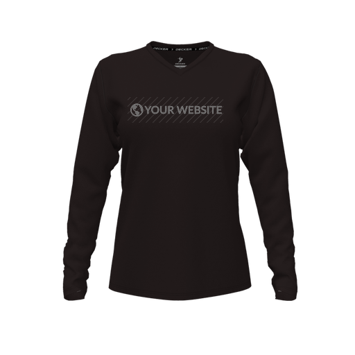 [FTLVPTBK-FYXS-LOGO2] Decker Performance T-Shirt (Female Youth XS, Black, V Neck, Logo 2, Long Sleeve)