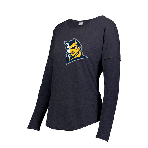 [FTLCUBNV-FAXS-LOGO1] Decker Women's Tri-Blend T-Shirt - Long Sleeve (Female Adult XS, Navy, Logo 1)