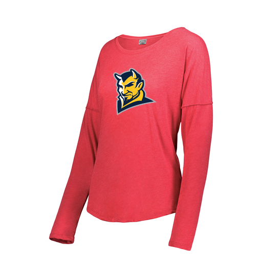 [FTLCUBRD-FAXS-LOGO1] Decker Women's Tri-Blend T-Shirt - Long Sleeve (Female Adult XS, Red, Logo 1)